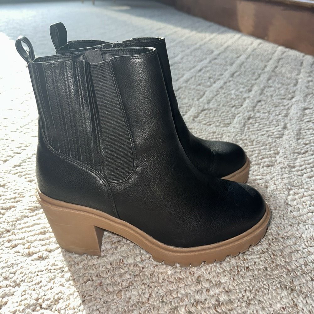 Womens Torrid Boots 9ww Black Platform Chunky Moto Goth Faux Leather Bootie